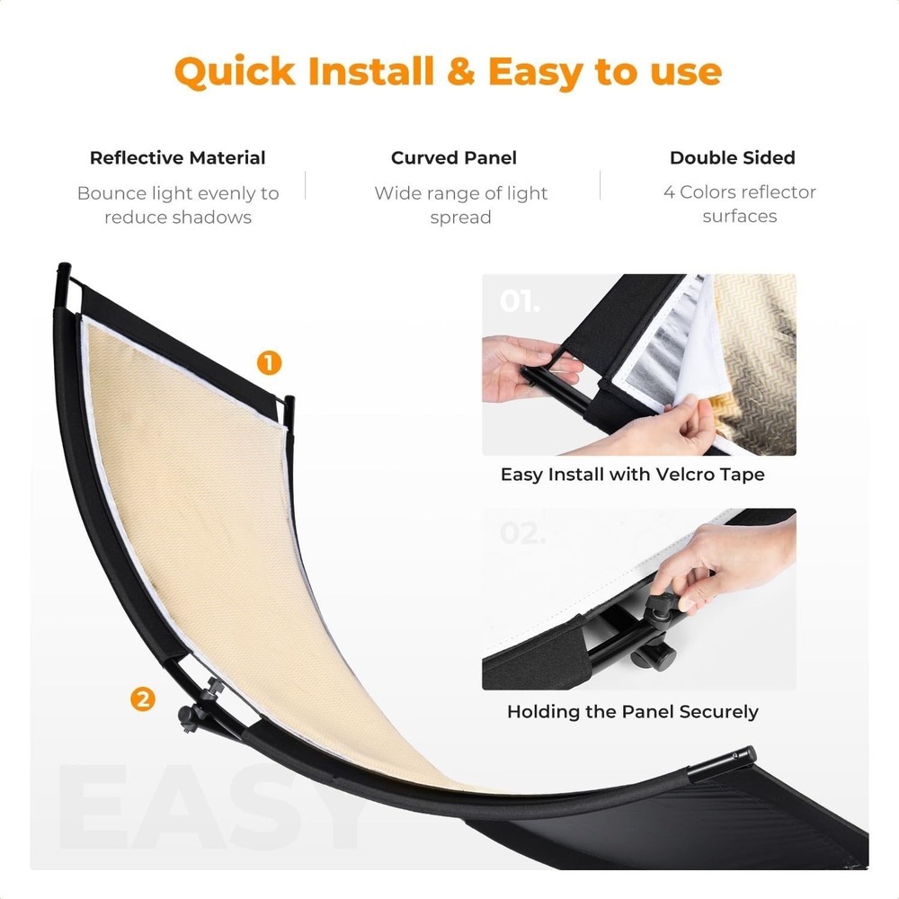 K&F Concept U Shape Reflector 4 in 1‎ 70x23.6in w 1.9m Stand - Picture 10 of 12
